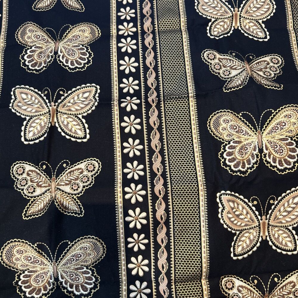 Metallic Lace Dover Hill Benartex Gold Floral Butterfly Cotton Quilting Fabric